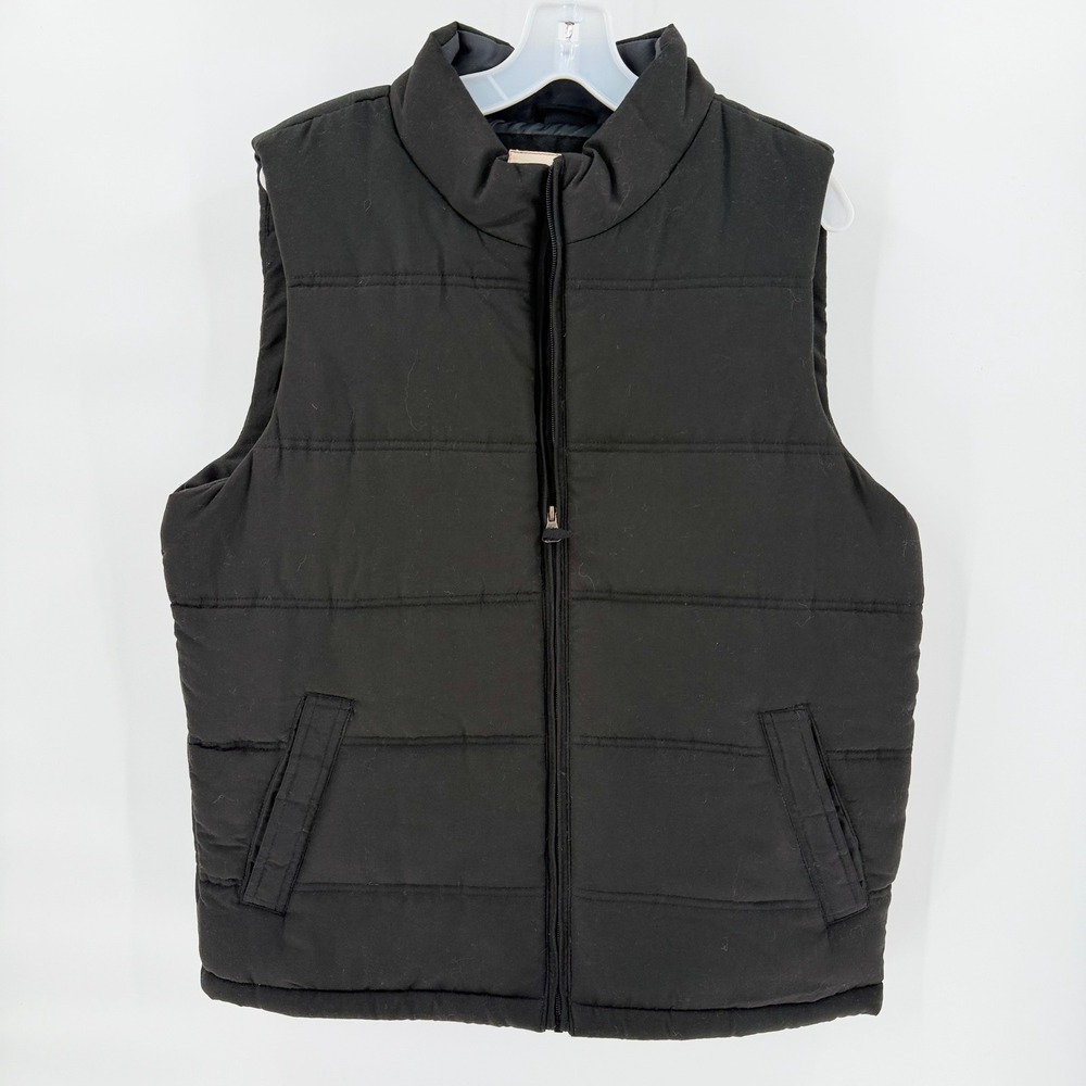 ORIGINAL WEATHERPROOF VINTAGE Men's Black Puffer Vest Large Quilted Full Zip